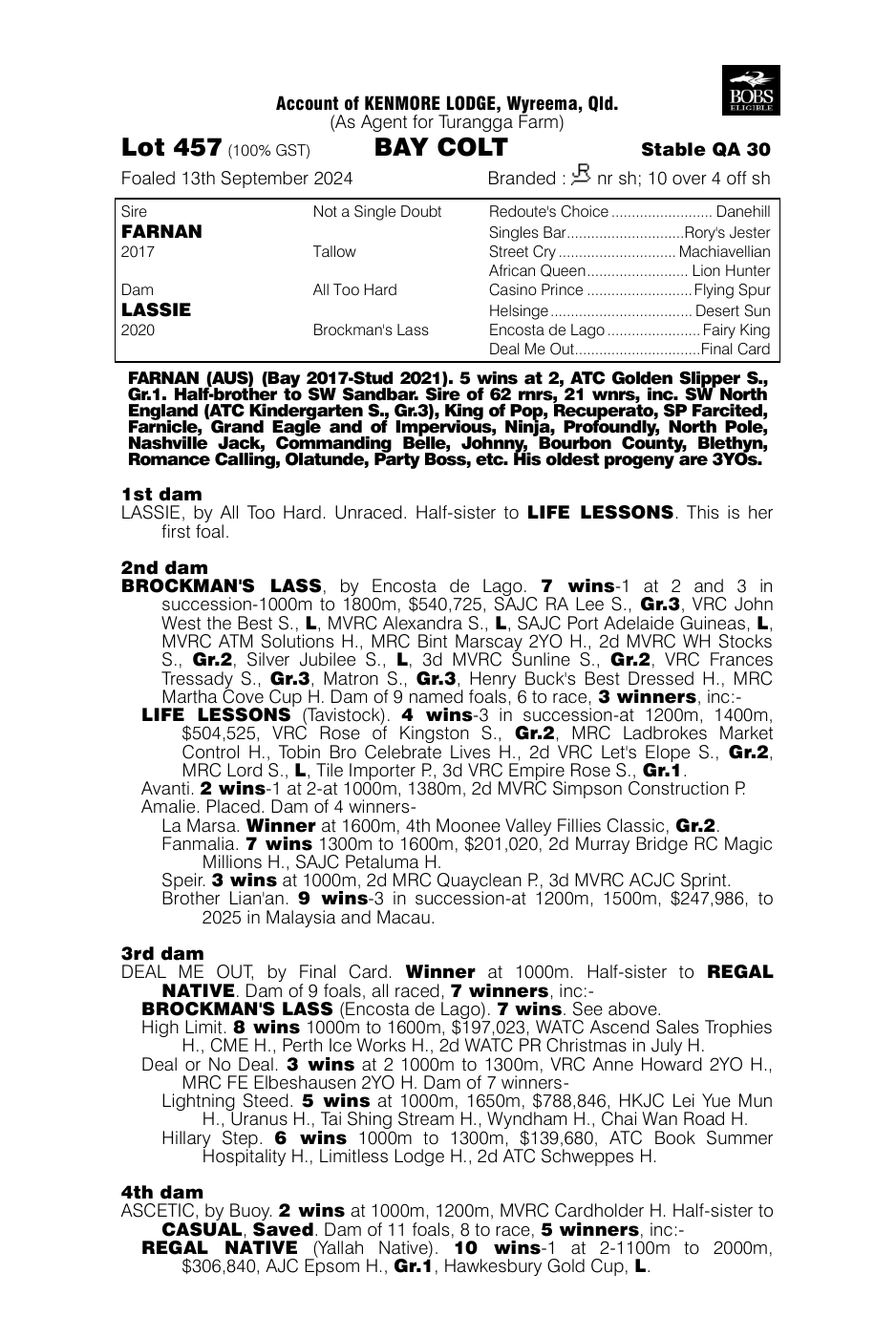 Pedigree - Lot 457