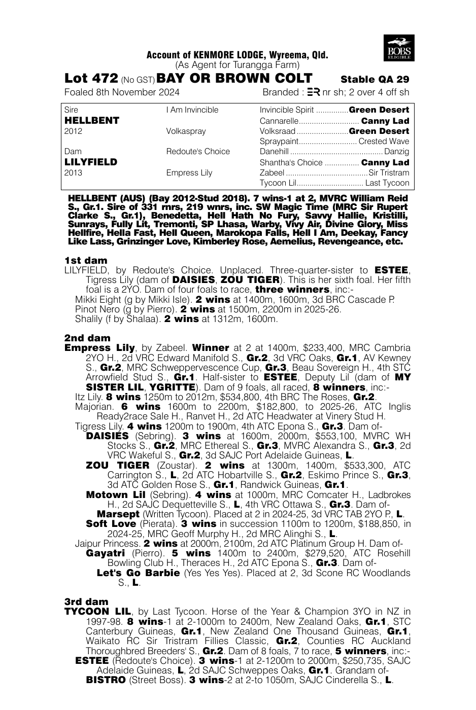 Pedigree - Lot 472