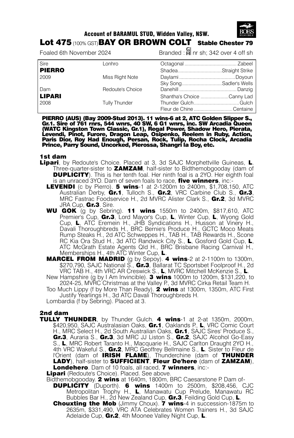 Pedigree - Lot 475
