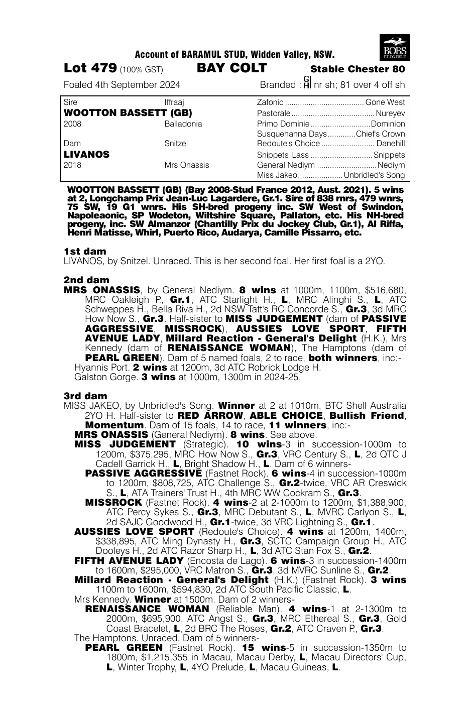 Pedigree - Lot 479