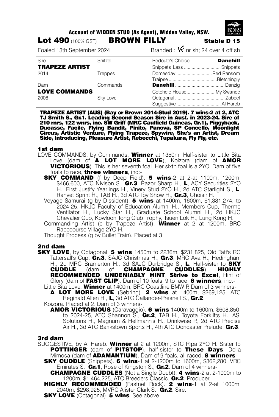 Pedigree - Lot 490