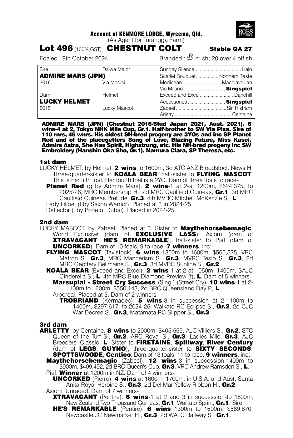 Pedigree - Lot 496