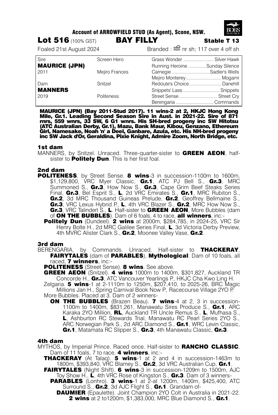 Pedigree - Lot 516