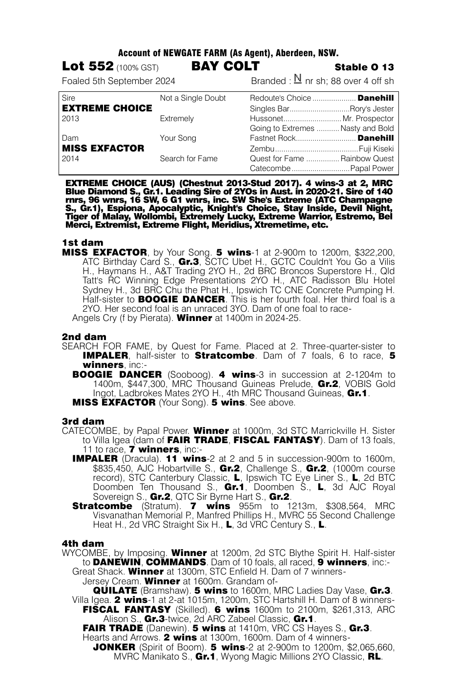 Pedigree - Lot 552