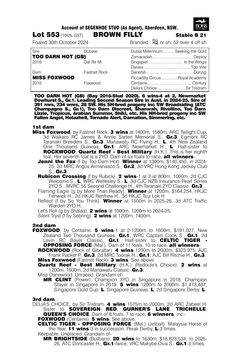 Pedigree - Lot 553