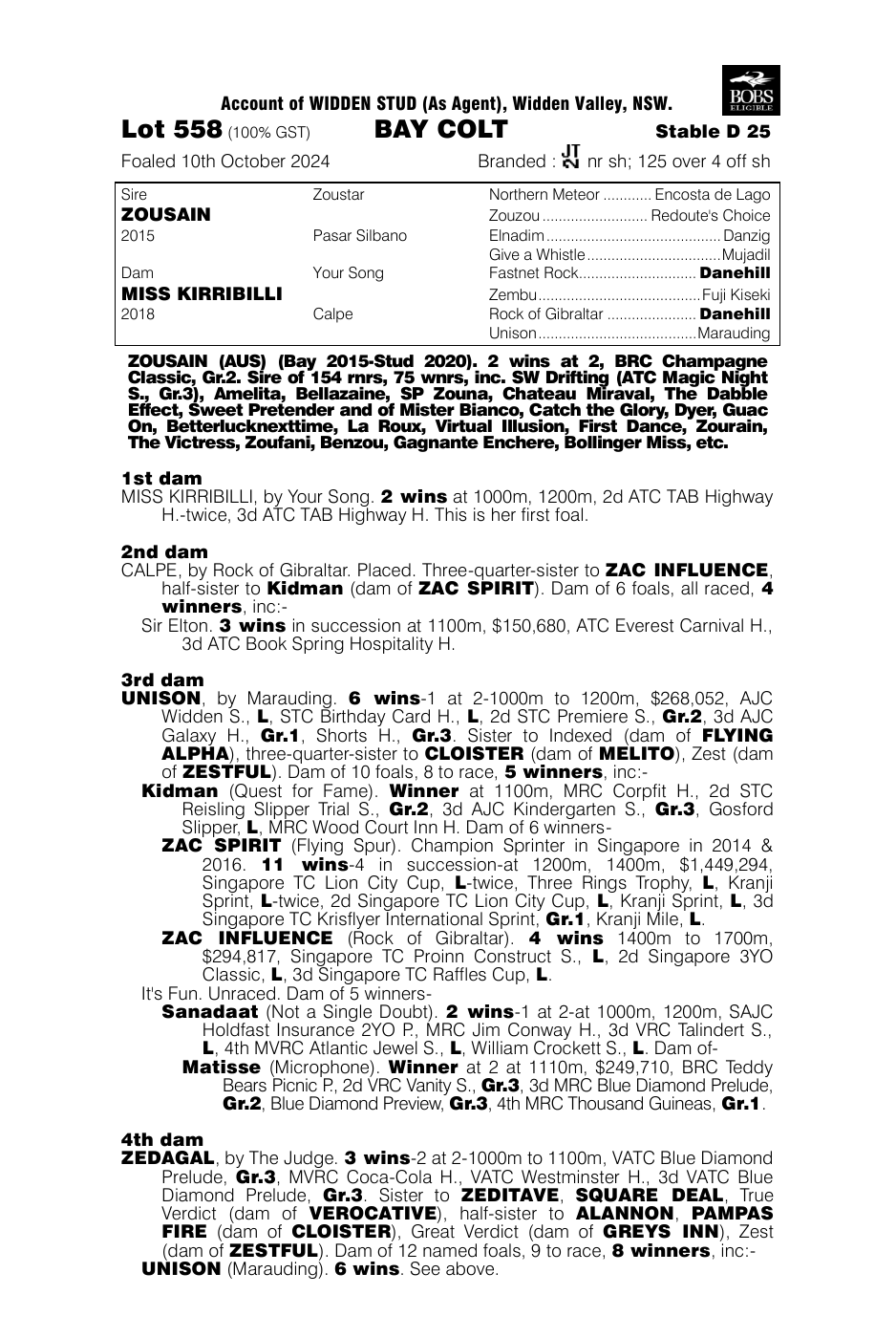 Pedigree - Lot 558