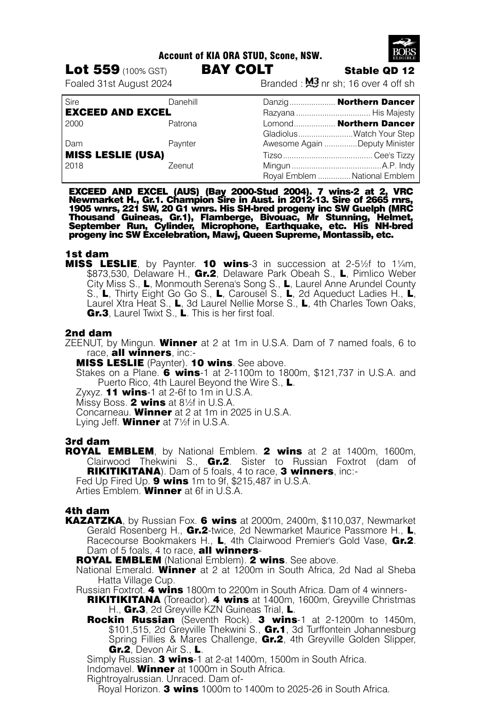 Pedigree - Lot 559
