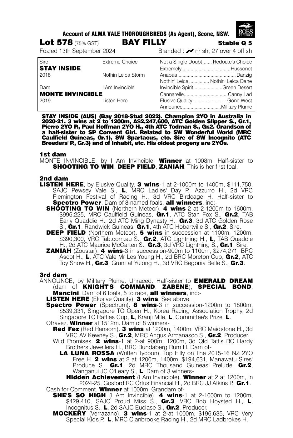 Pedigree - Lot 578