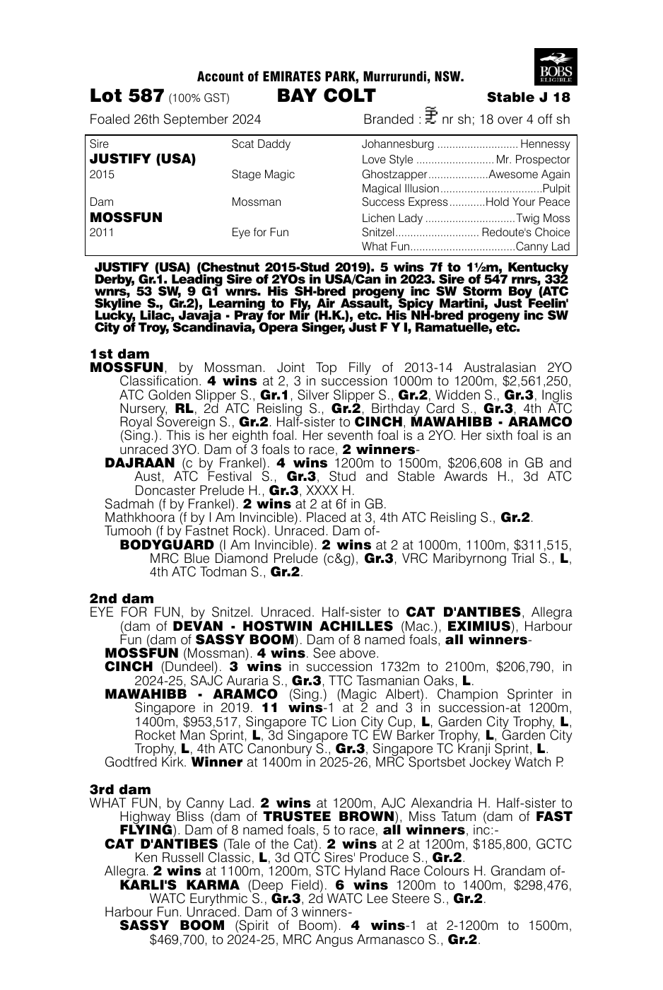 Pedigree - Lot 587