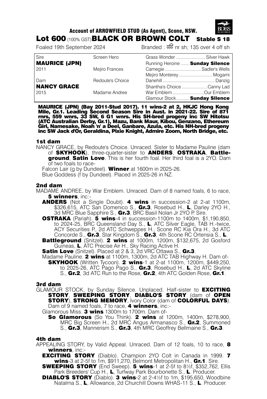 Pedigree - Lot 600