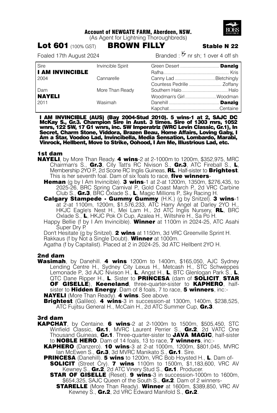 Pedigree - Lot 601