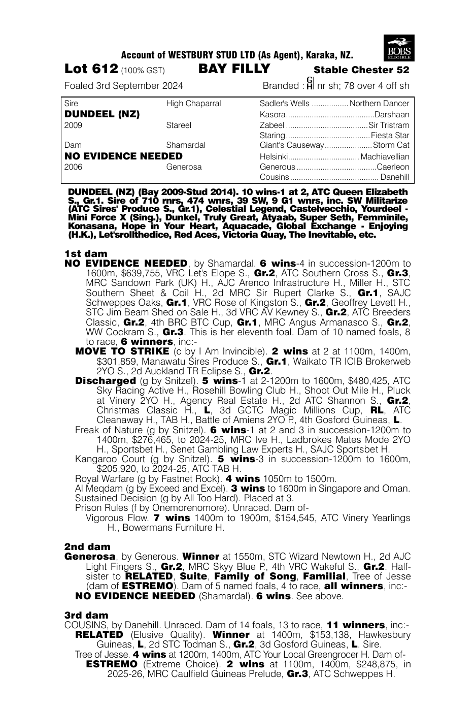 Pedigree - Lot 612