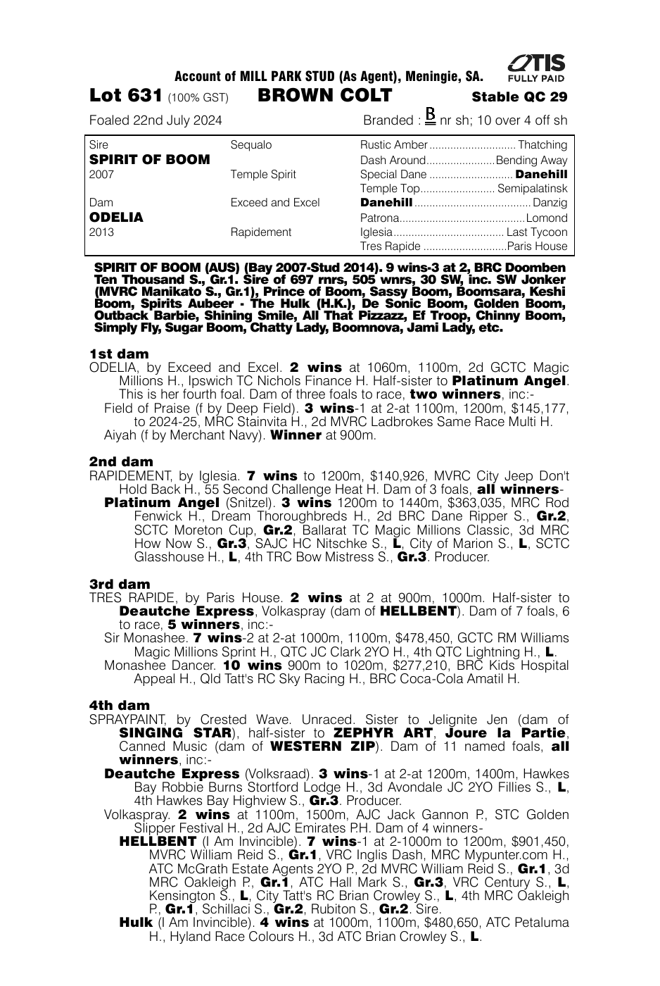 Pedigree - Lot 631