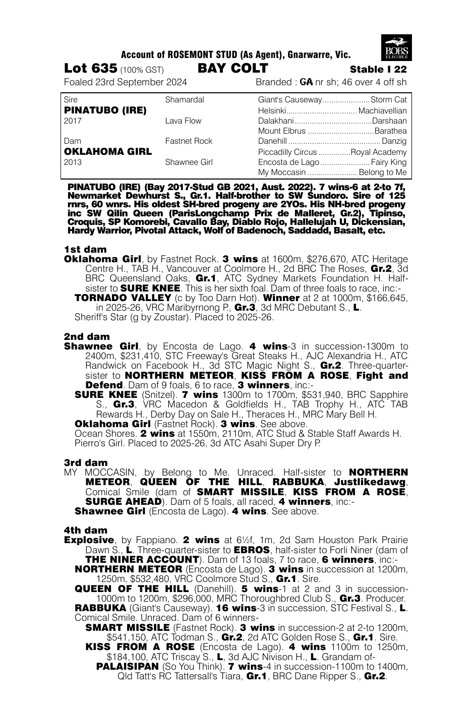 Pedigree - Lot 635