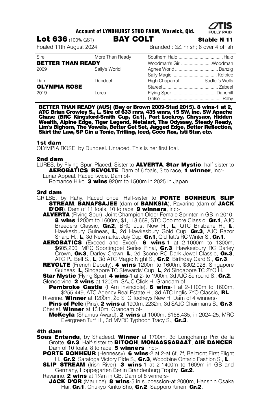 Pedigree - Lot 636
