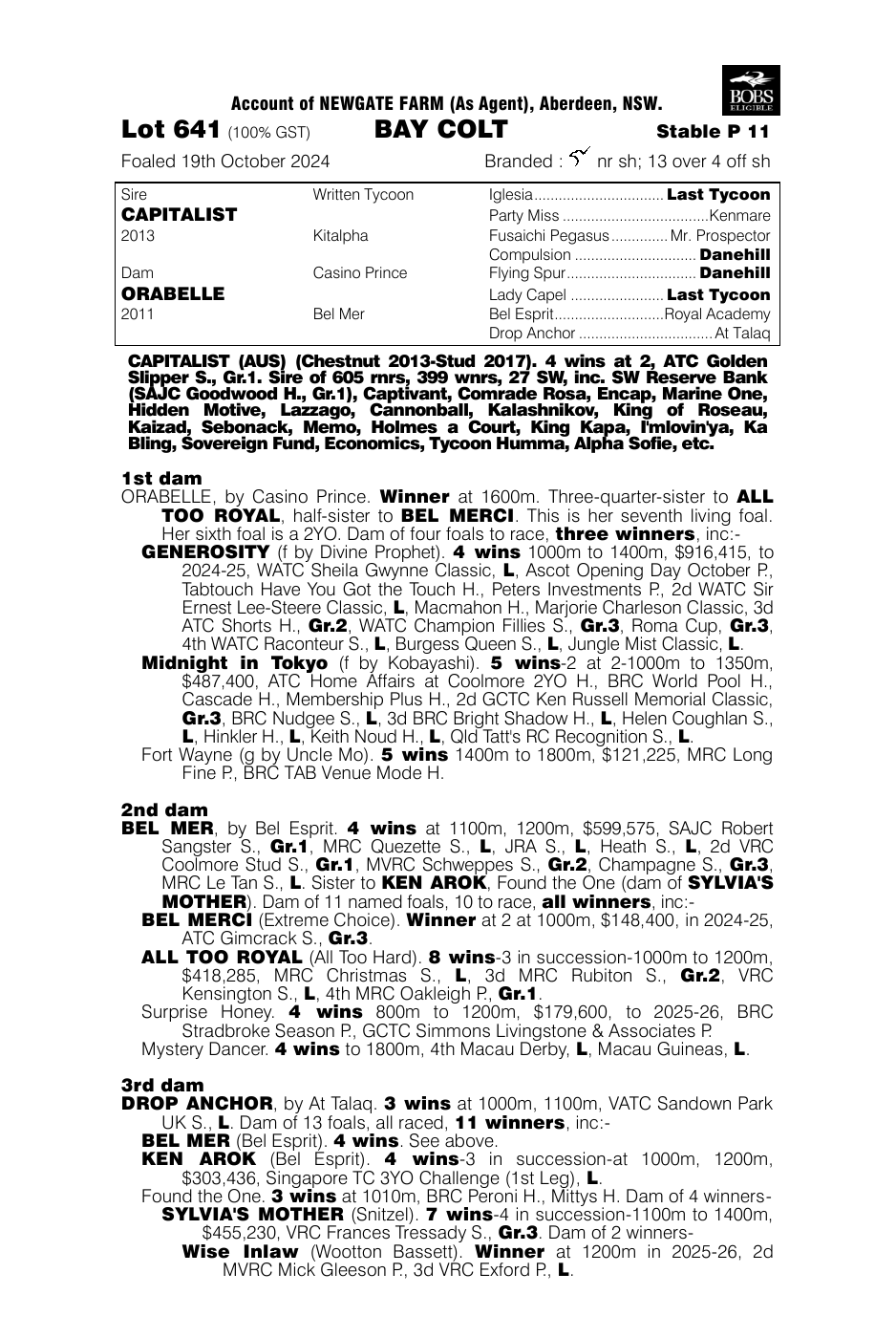 Pedigree - Lot 641