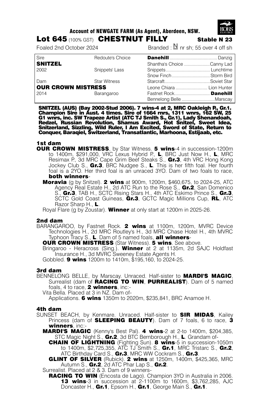 Pedigree - Lot 645