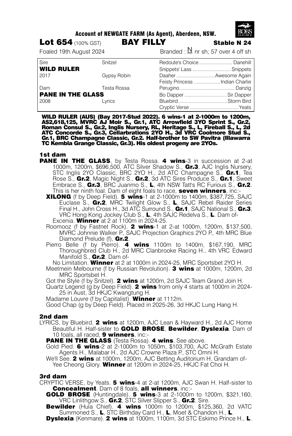 Pedigree - Lot 654