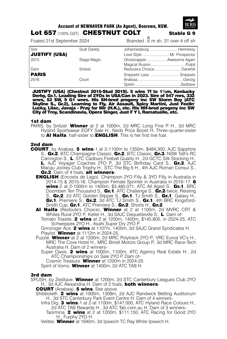 Pedigree - Lot 657