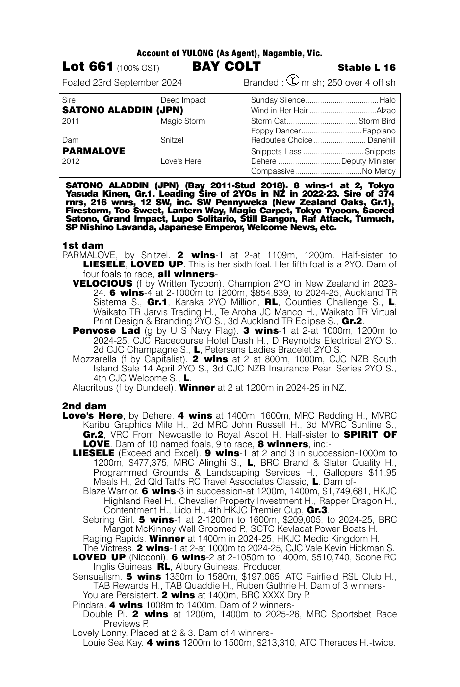 Pedigree - Lot 661