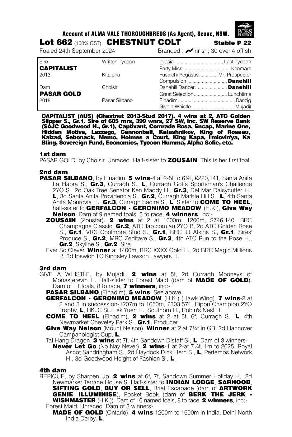 Pedigree - Lot 662