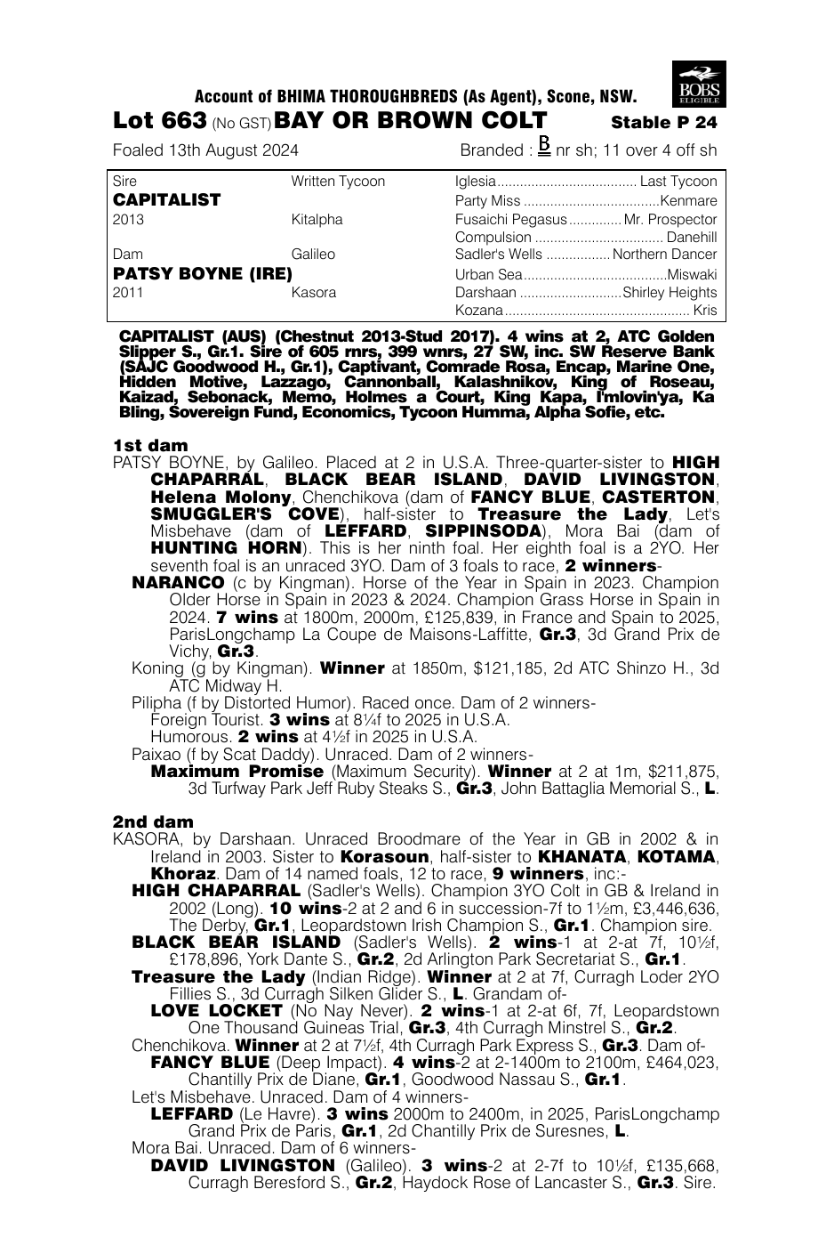 Pedigree - Lot 663