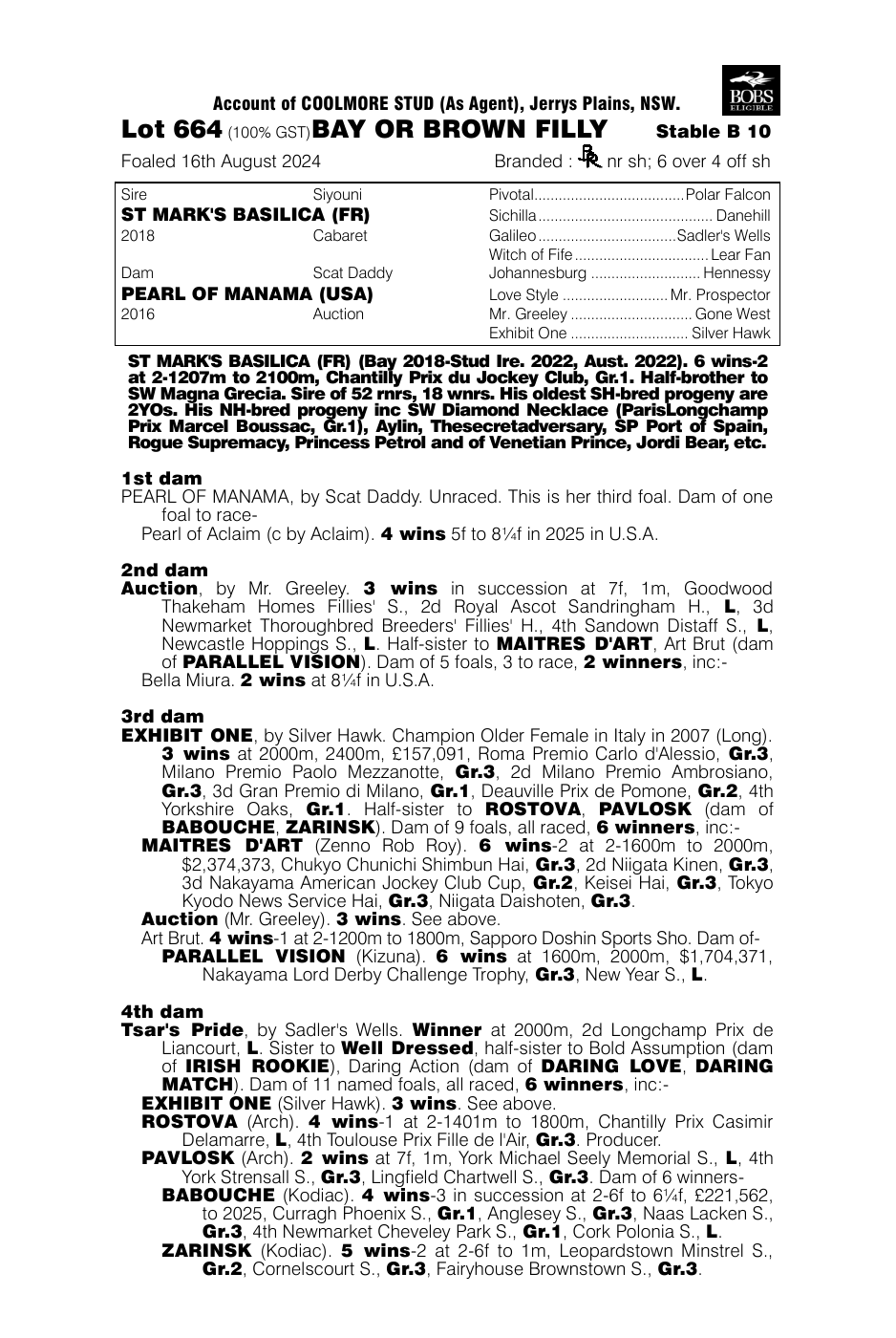 Pedigree - Lot 664