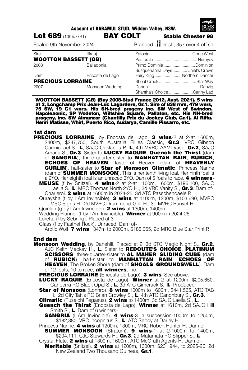Pedigree - Lot 689