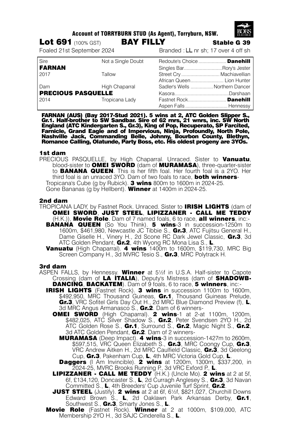 Pedigree - Lot 691