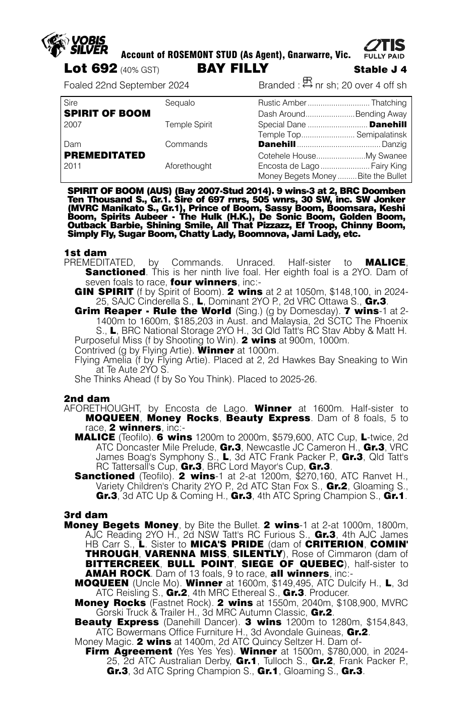 Pedigree - Lot 692