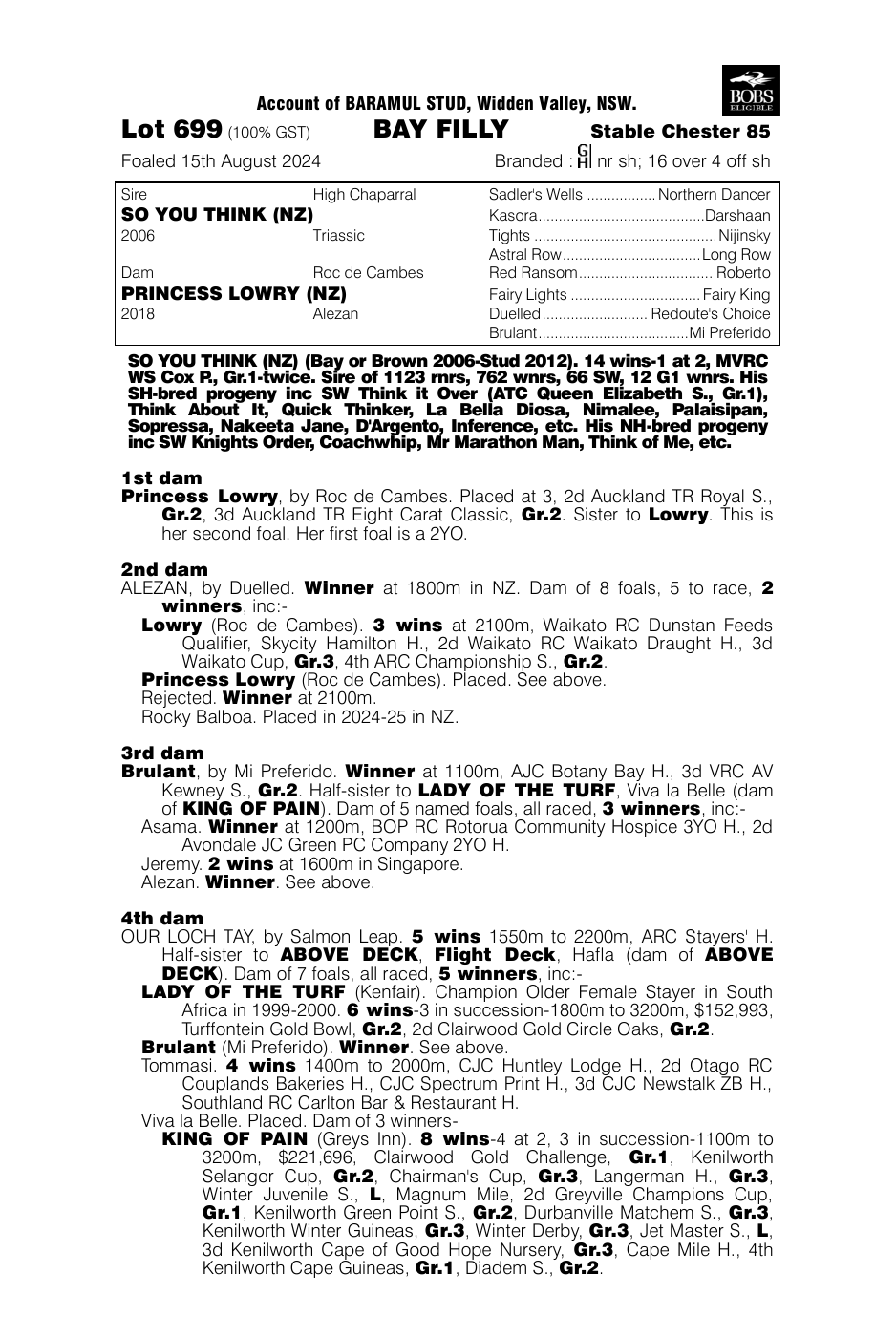 Pedigree - Lot 699