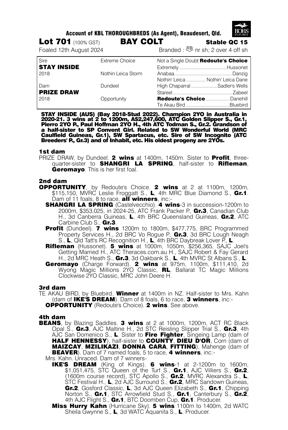 Pedigree - Lot 701