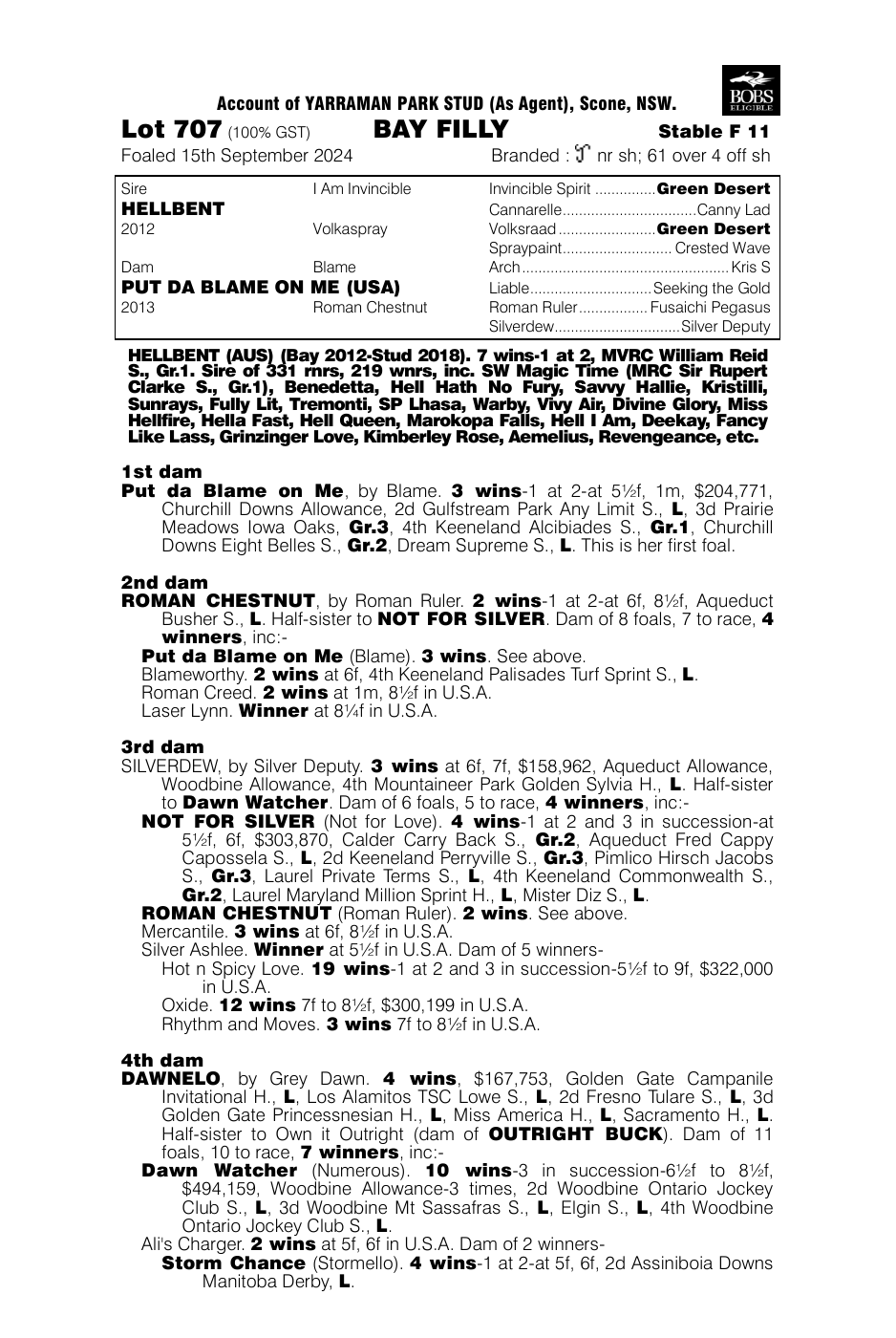 Pedigree - Lot 707