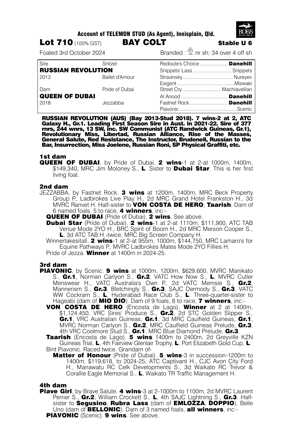 Pedigree - Lot 710