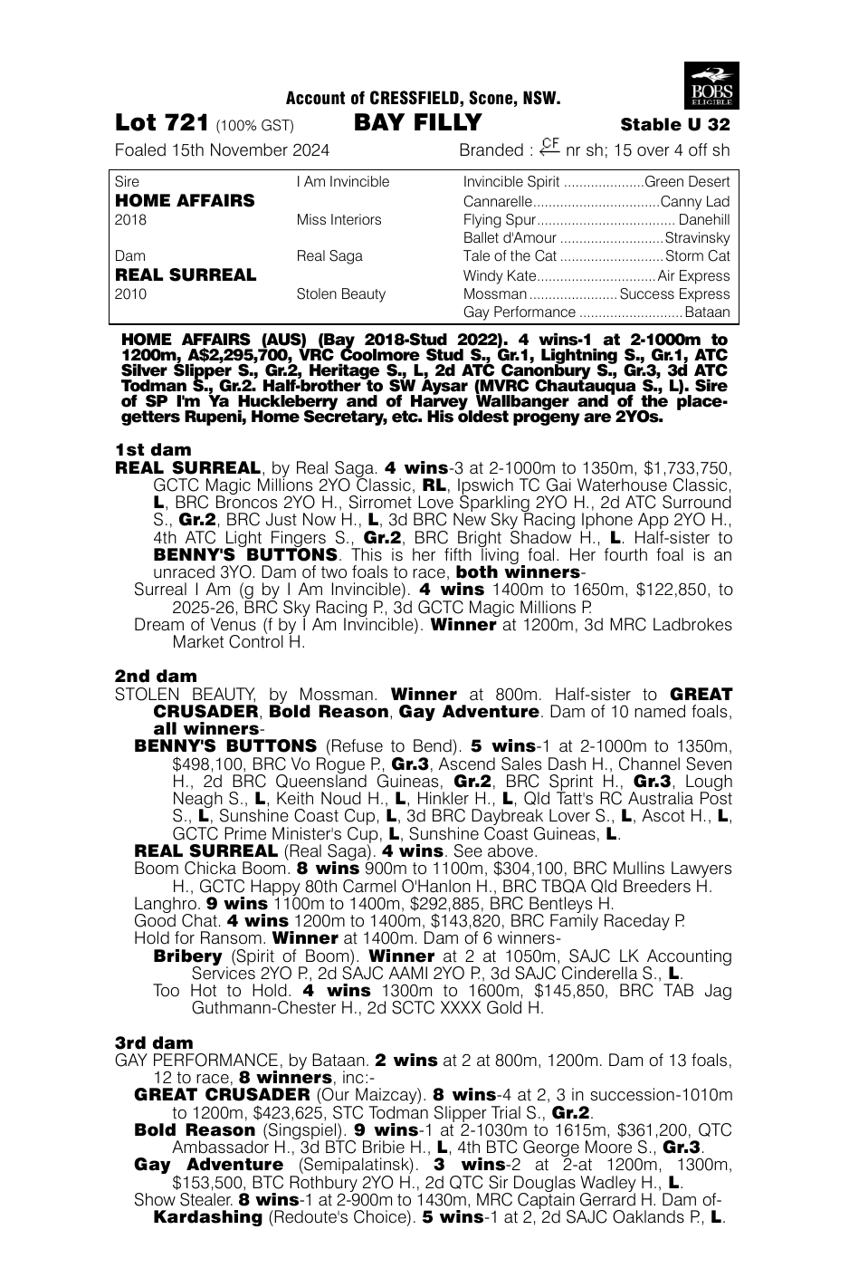 Pedigree - Lot 721