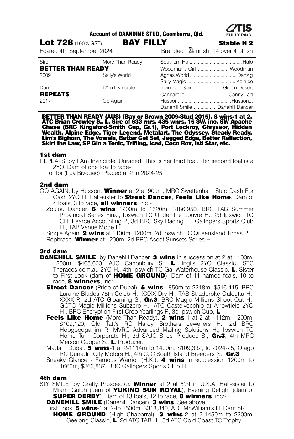 Pedigree - Lot 728