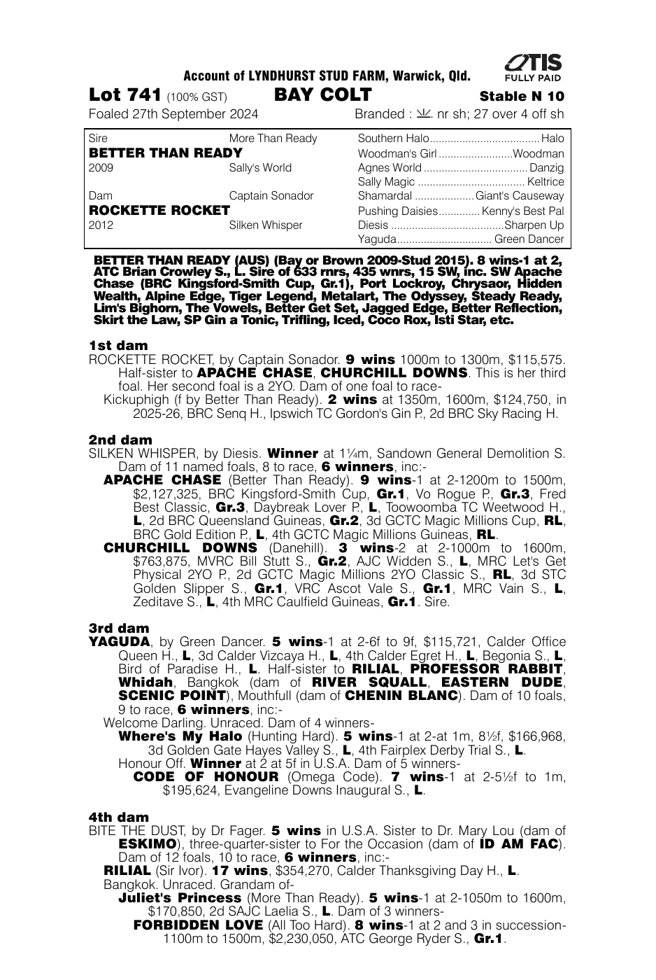 Pedigree - Lot 741