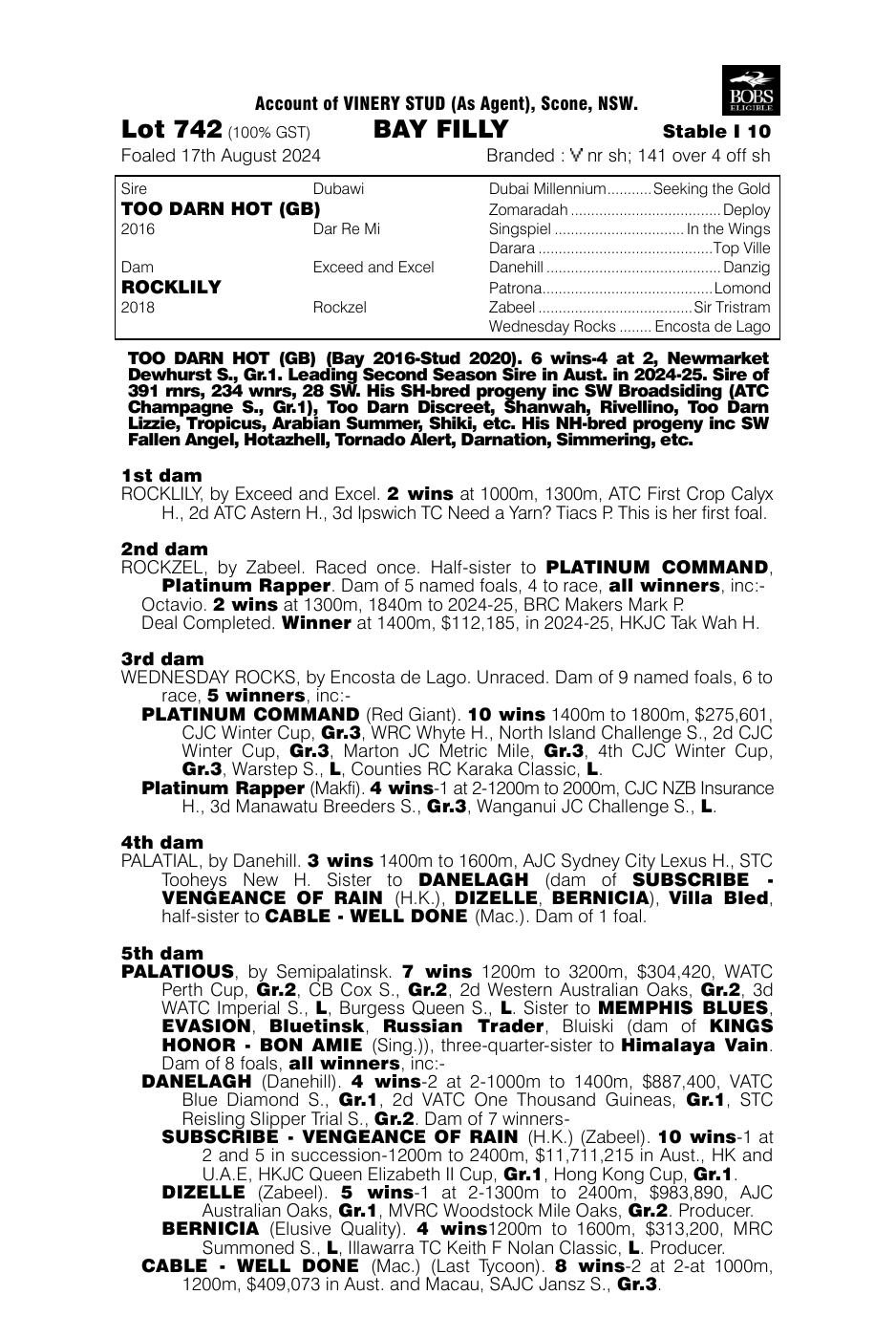 Pedigree - Lot 742