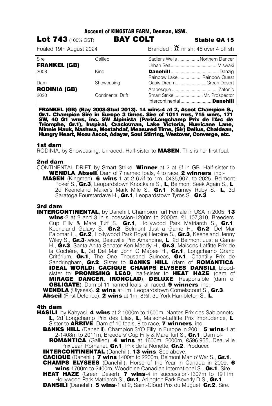 Pedigree - Lot 743
