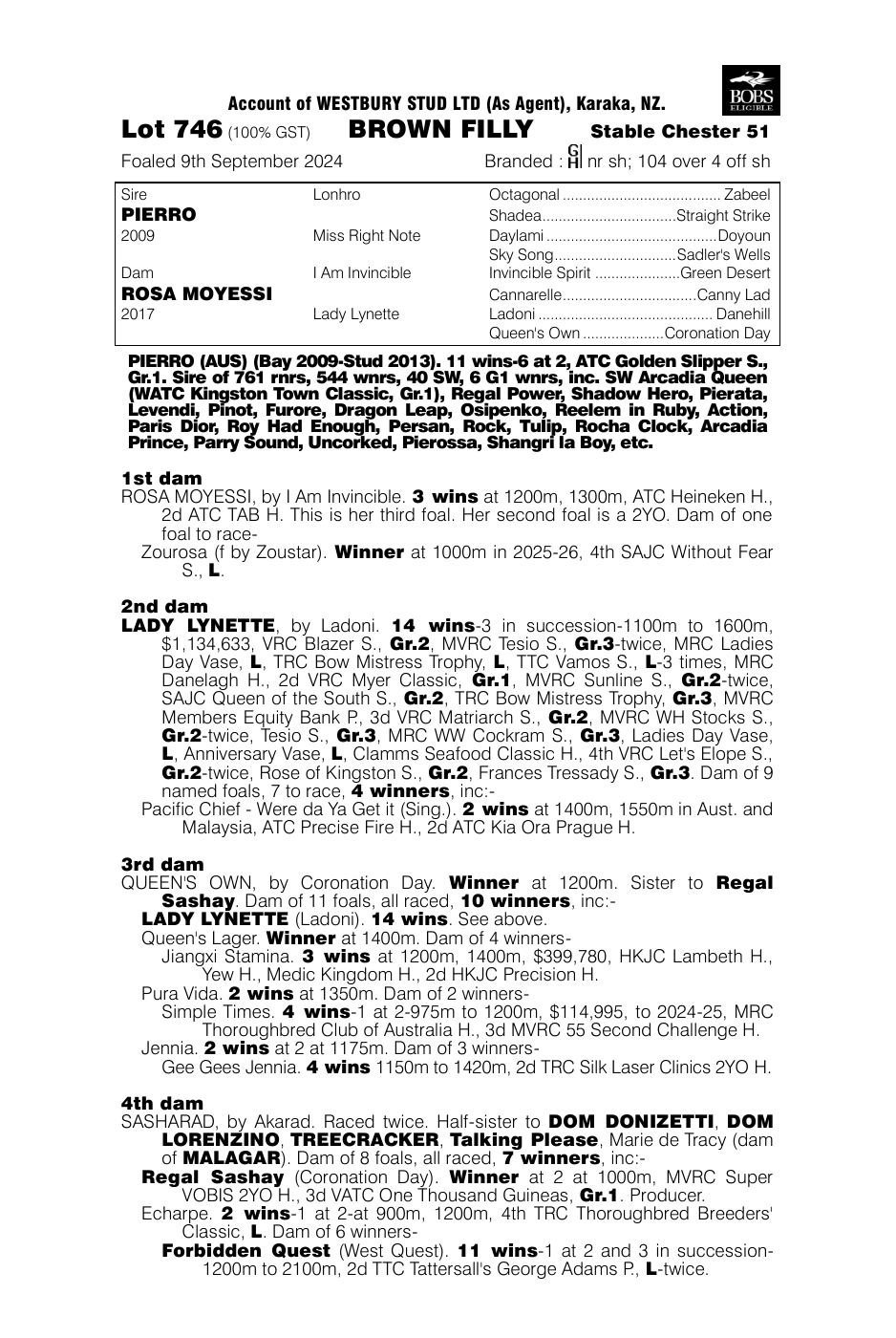 Pedigree - Lot 746