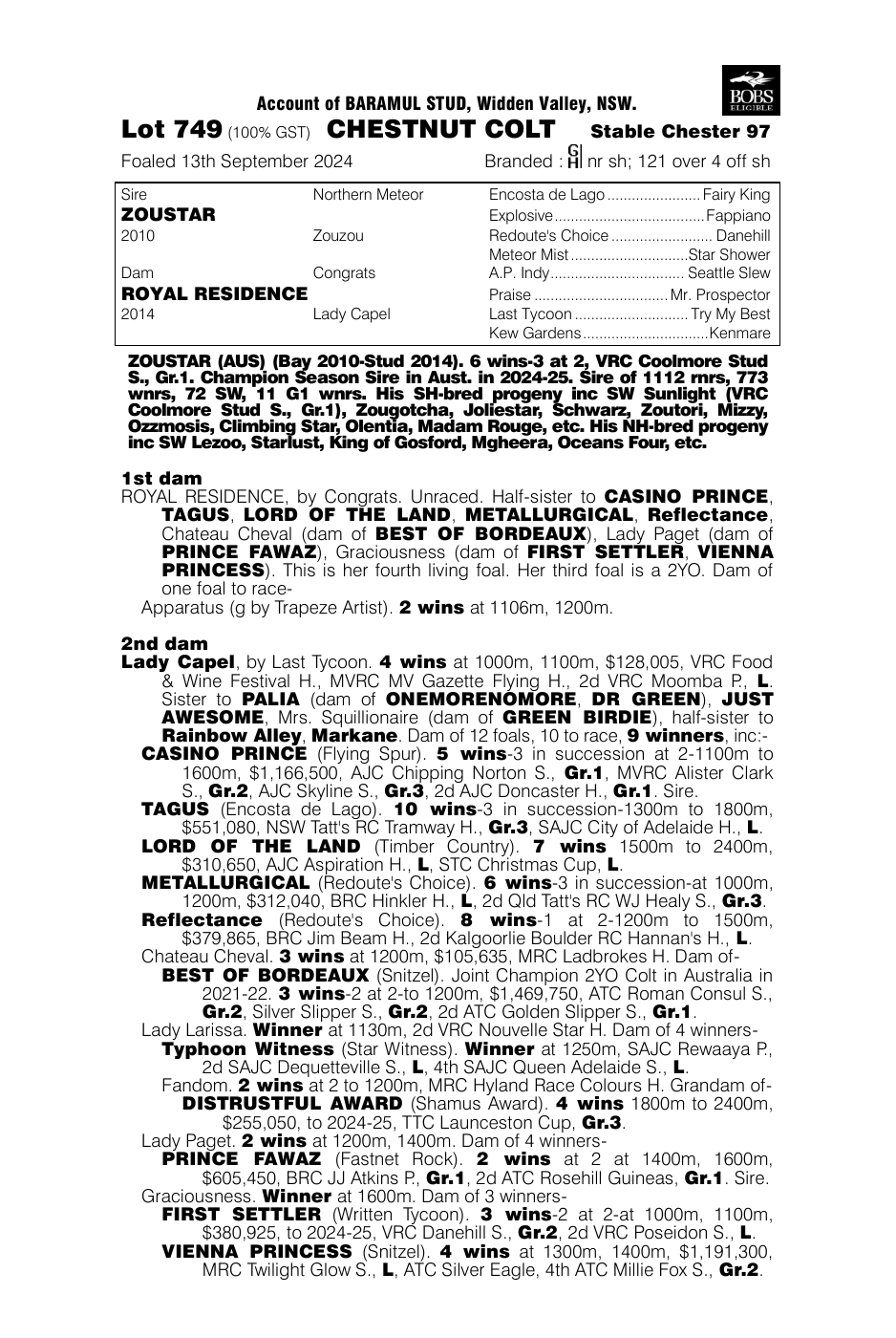 Pedigree - Lot 749