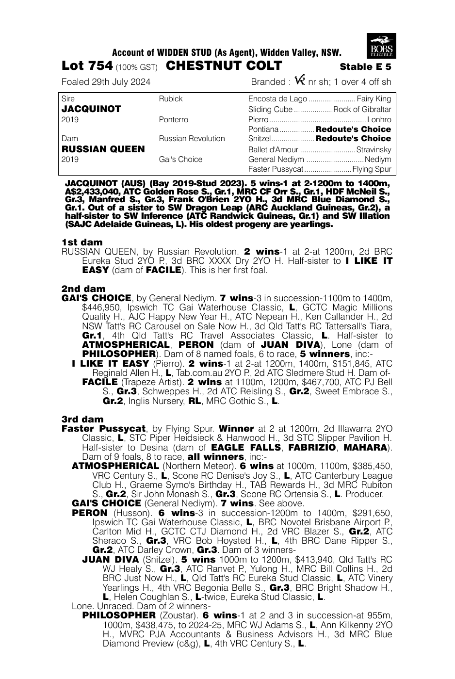 Pedigree - Lot 754