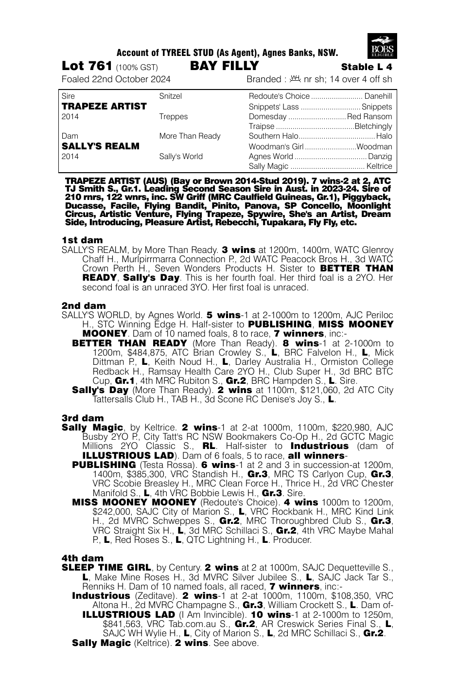 Pedigree - Lot 761