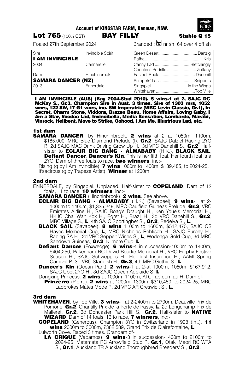 Pedigree - Lot 765