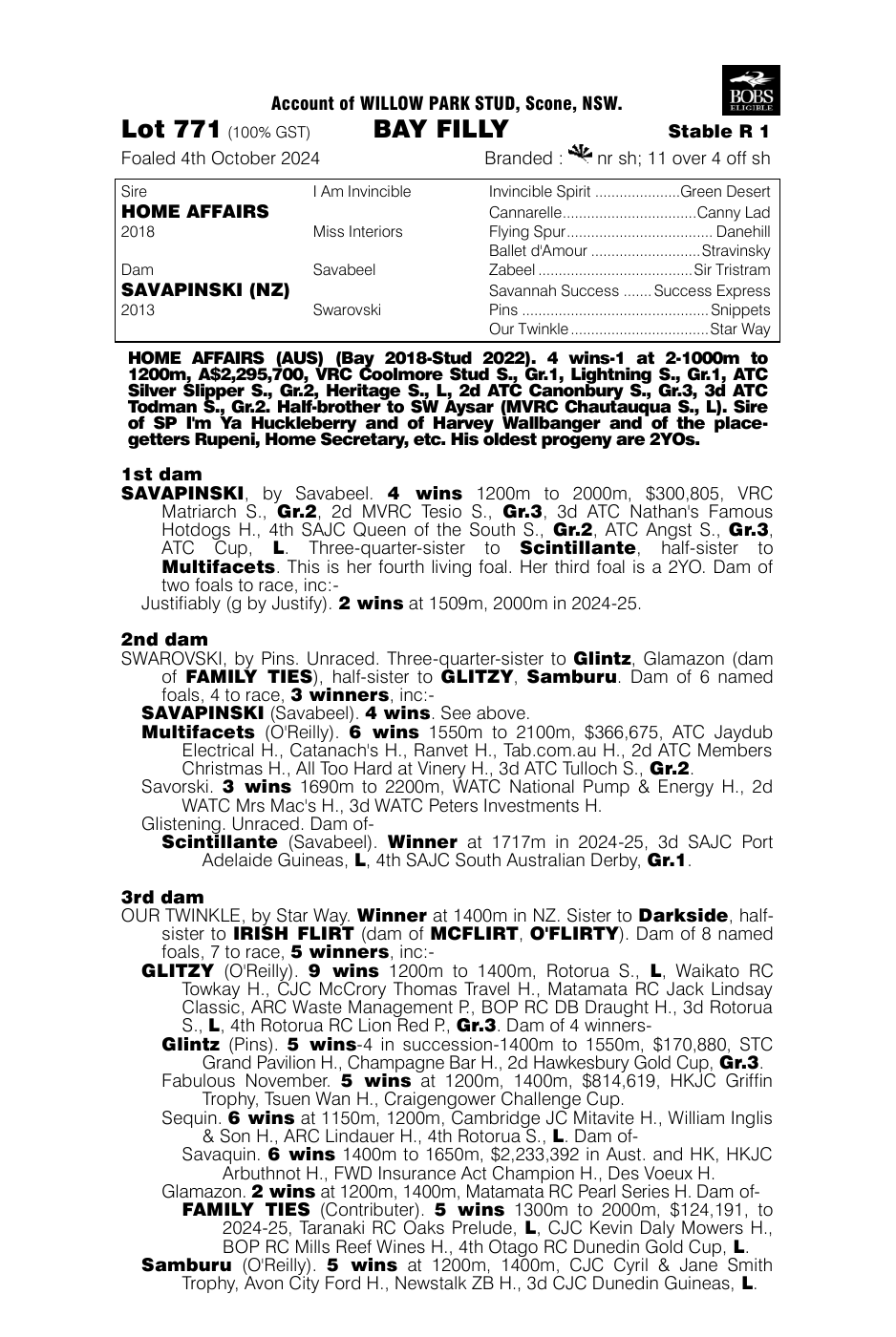Pedigree - Lot 771