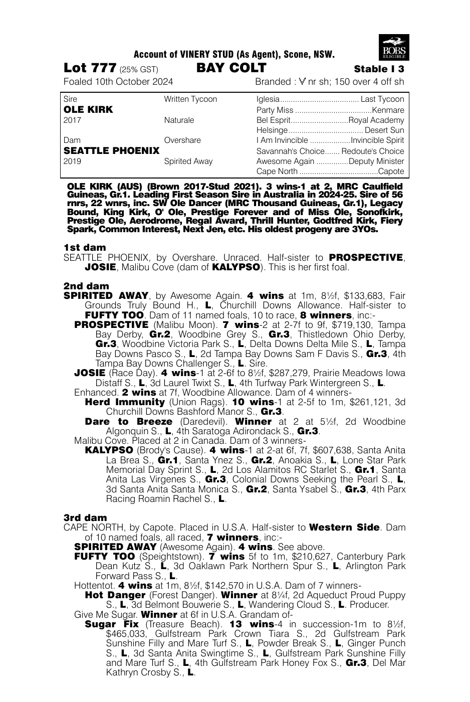 Pedigree - Lot 777