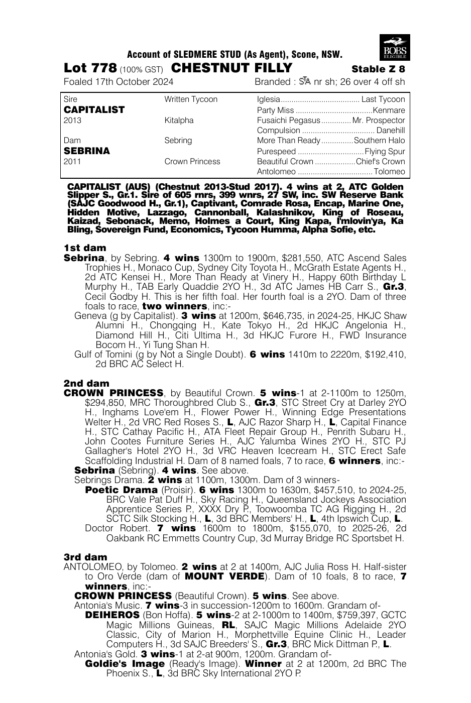 Pedigree - Lot 778