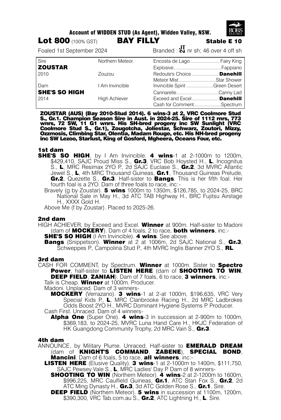 Pedigree - Lot 800