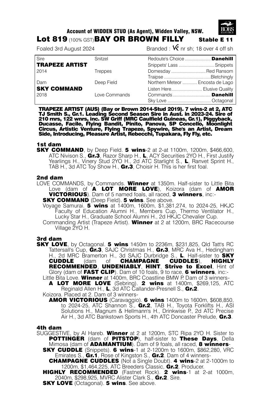 Pedigree - Lot 819