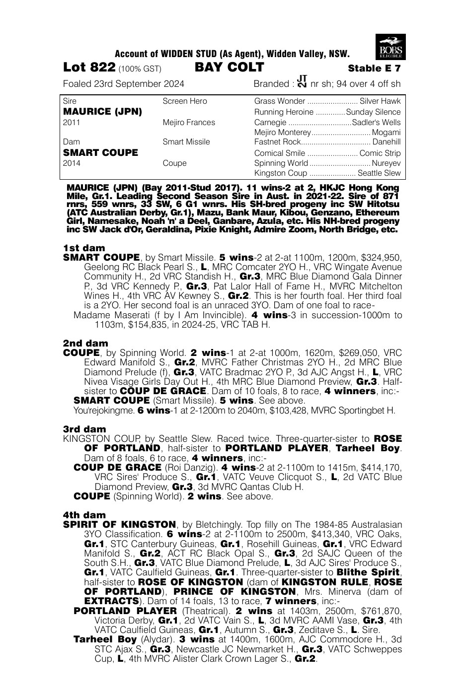 Pedigree - Lot 822